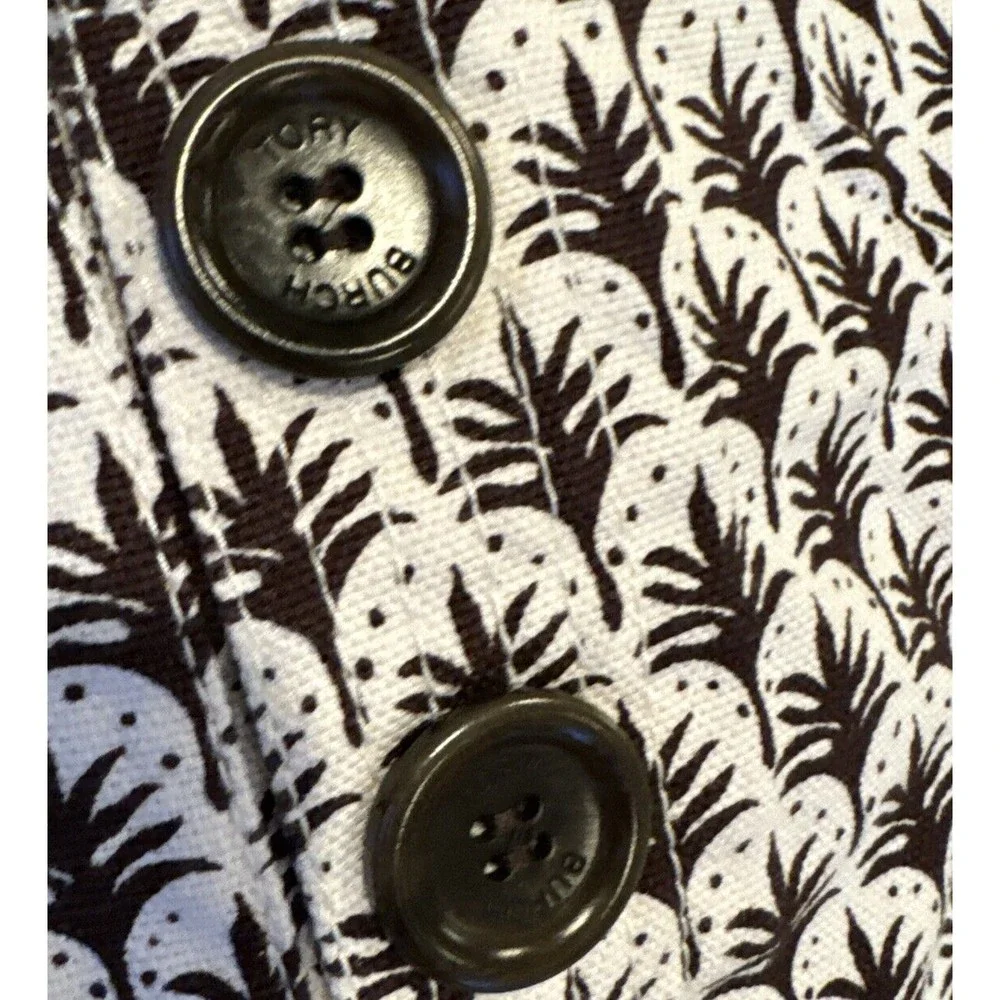 Tory Burch Black White Palm Abstract Cotton Denim Sailor Logo Button Skirt 2 S 4